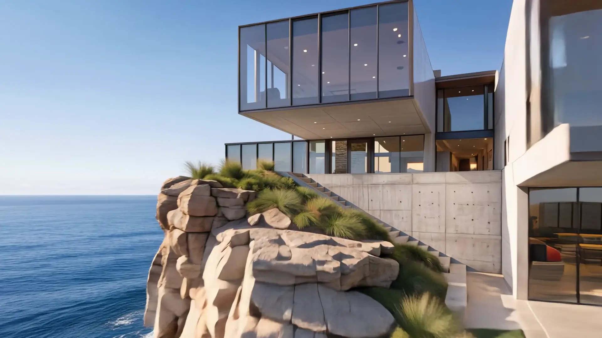 Cliff-top modern home filmed by L17
